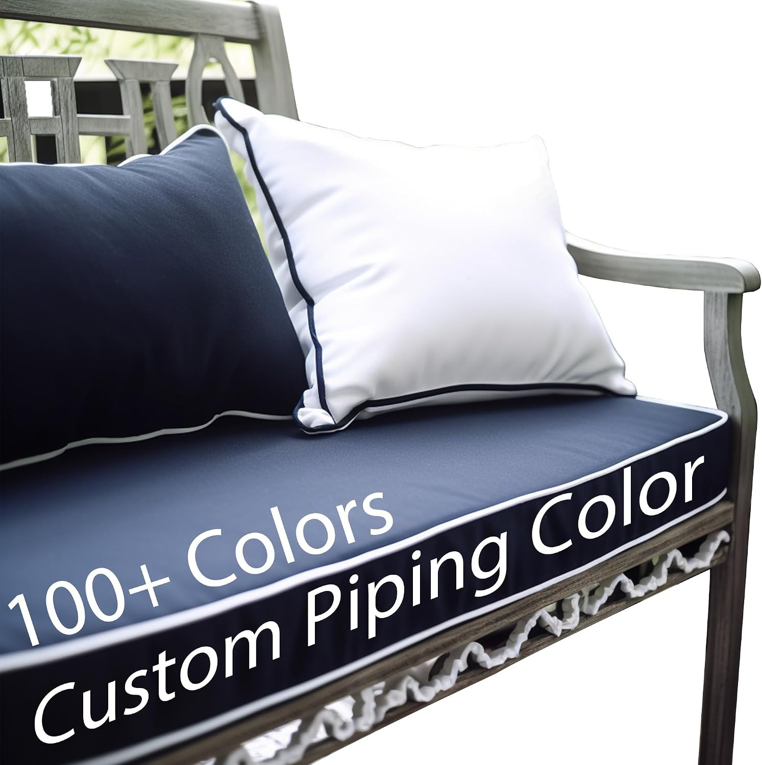 SINUOLIN Custom Size Bench Cushion Pads for Indoor Outdoor Furniture Window Seat Sofa Couch Swing 70D High-Resilience Foam with Optional Fabric Embroidery Contrasting Colors Piping | Amazon (US)