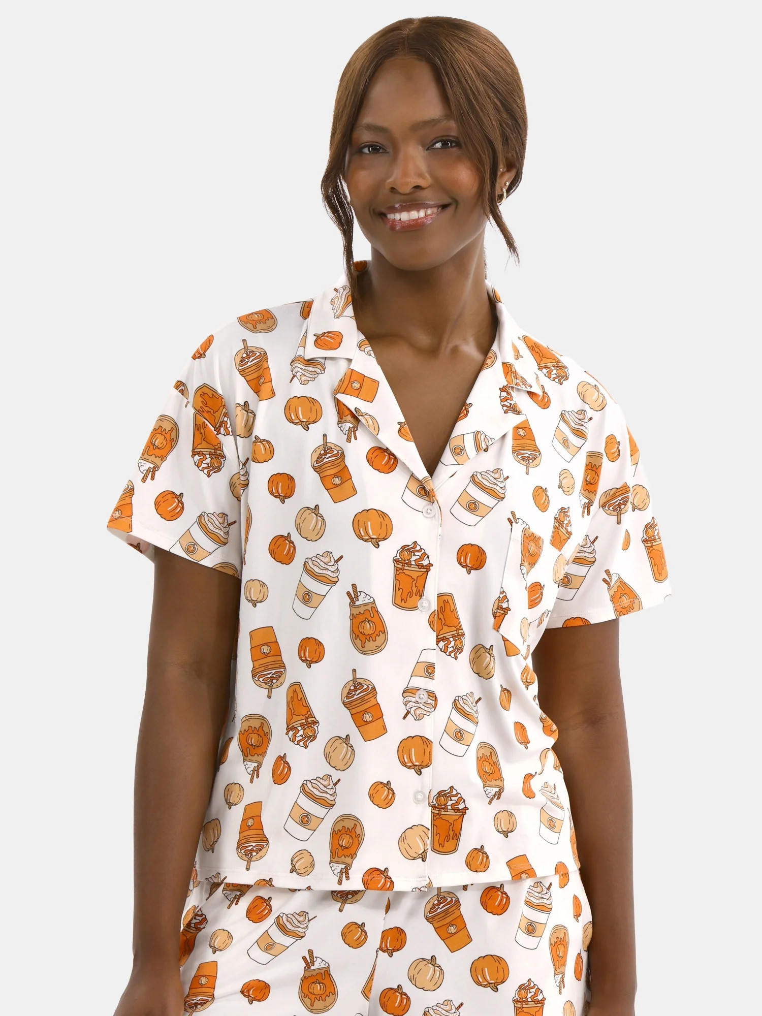 Halloween Women’s Printed Notched Top and Shorts Pajama Set from Way to Celebrate, 2-Piece, Siz... | Walmart (US)