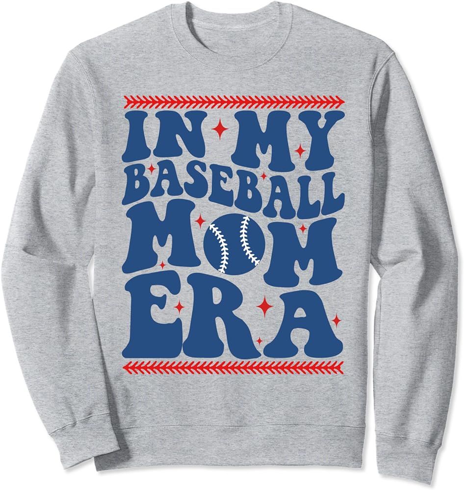 In My Baseball Mom Era Groovy Baseball Mom Team Mother's Day Sweatshirt | Amazon (US)