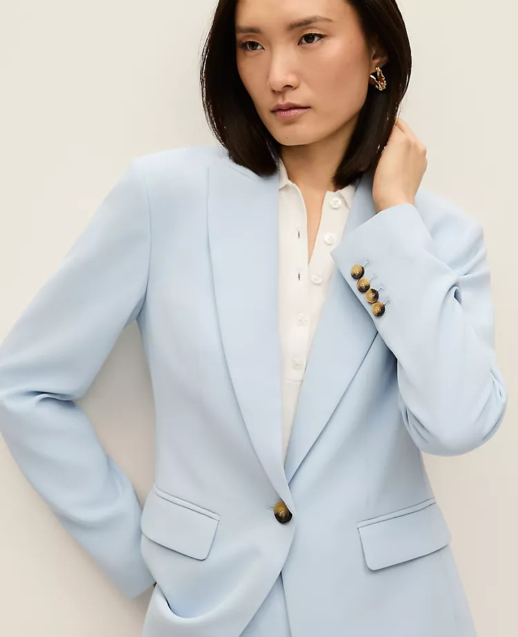 The Fitted Long Blazer in Fluid Crepe | Ann Taylor