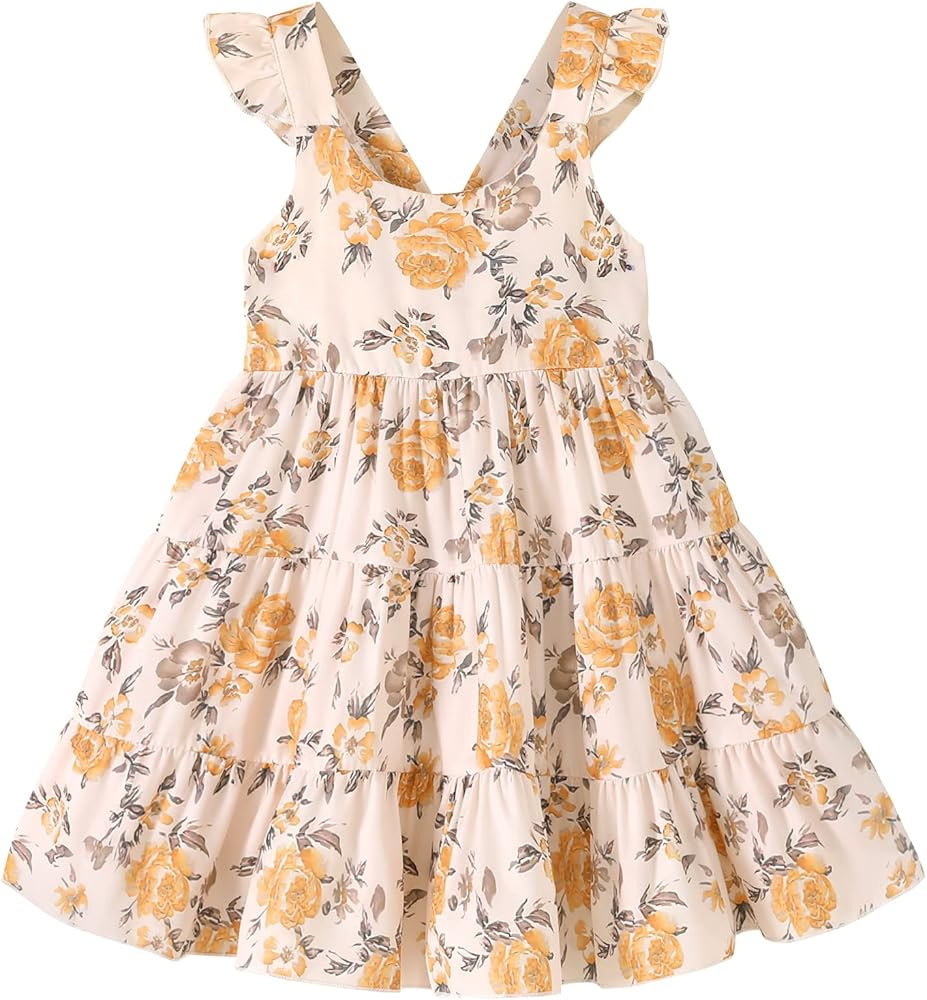 Kids Toddler Baby Girls Rainbow Dress Princess Sleeveless Beach Butterfly Sundress | Amazon (US)