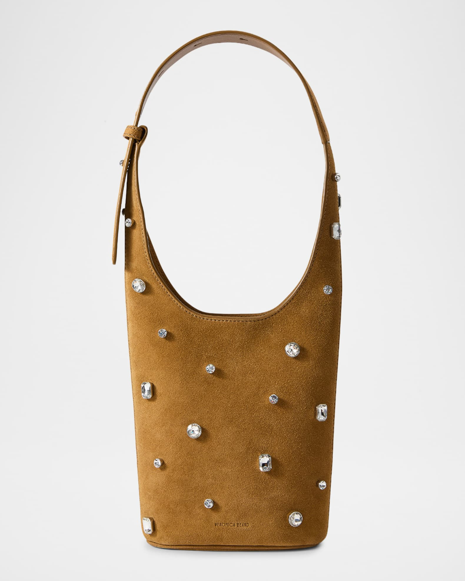 Veronica Beard Loop Small Crystal-Studded Suede Shoulder Bag | Neiman Marcus