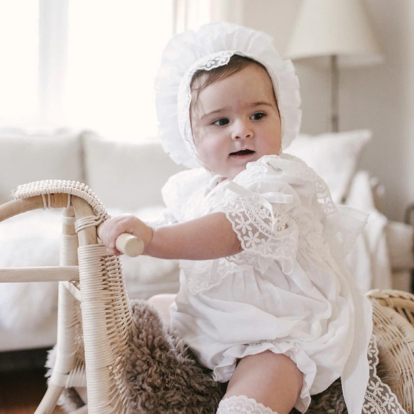 Katherine Embroidered Linen Bonnet | petite maison kids