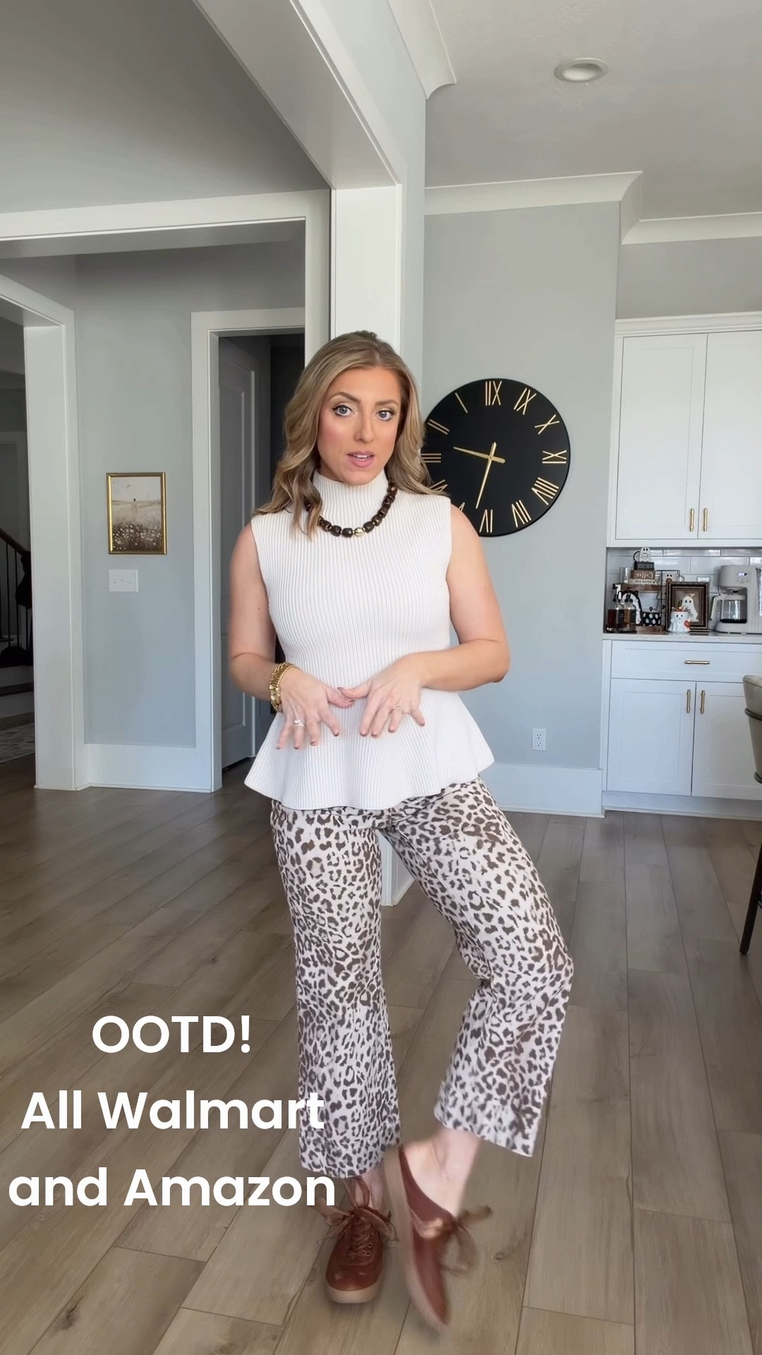 OOTD 🤎🐆 Mixing the cutest plum mock neck sleeveless sweater with my favorite Amazon leopard print jeans! These jeans are SO comfortable, stretchy, and such a fun statement piece. 🙌🏼

This sleeveless mock neck sweater is perfect for those in-between weather days when it’s still warming up in the afternoons, and I love that you can easily layer it with a denim jacket or blazer when it cools down. ✨ Finished the look with my Amazon beaded necklace, Walmart watch + bracelet, and brand new Walmart slip-on sneakers!

Such an easy casual fall outfit idea with the perfect mix of neutrals, leopard print, and affordable fashion finds. 🤎

#OOTD #FallOutfit #FallFashion #AmazonFashion #AmazonFinds #WalmartFashion #WalmartFinds #LeopardPrint #CasualFallOutfit #AffordableFashion #FallStyle #OutfitInspo

#LTKootd #LTKPetite