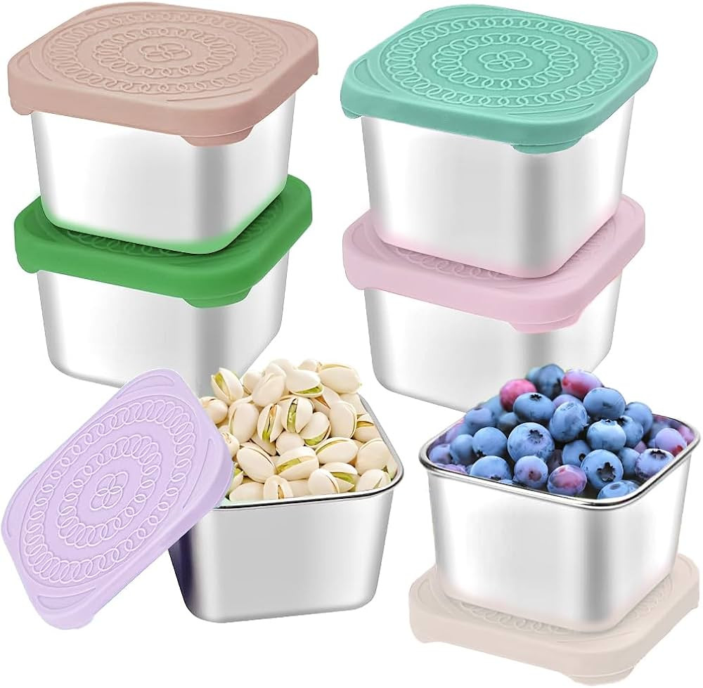 6Pack Stainless Steel Snack Containers for Kids, Easy Open Leak Proof Metal Toddler Snack Contain... | Amazon (US)