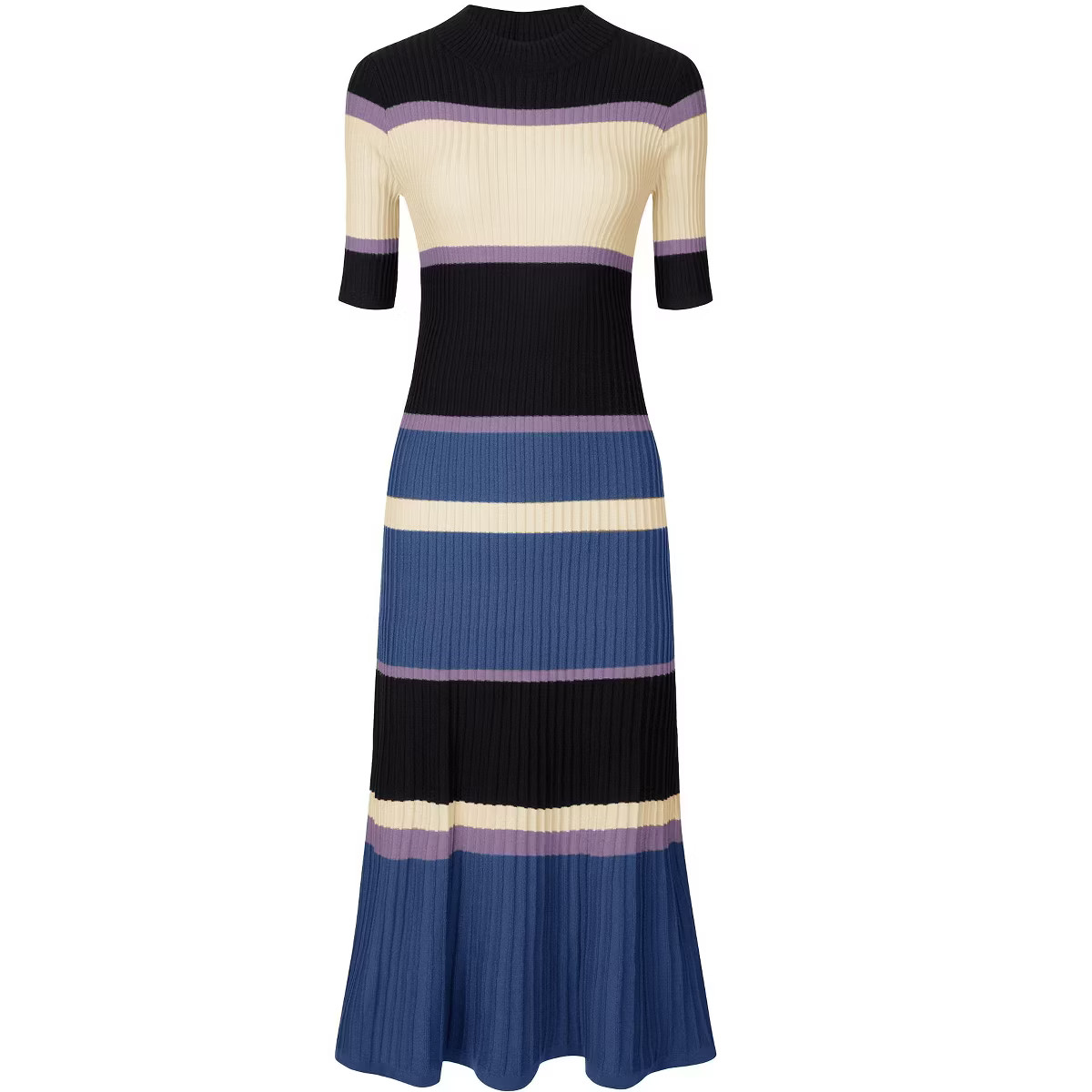 INSPIRE CHIC Women's Striped Ribbed Short Sleeve Midi Basic Knitted Dresses | Target