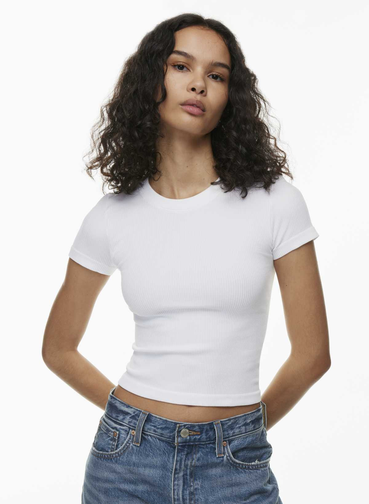 Aritzia Women's Rib Seamless Willow T-Shirt in White | Small | Aritzia