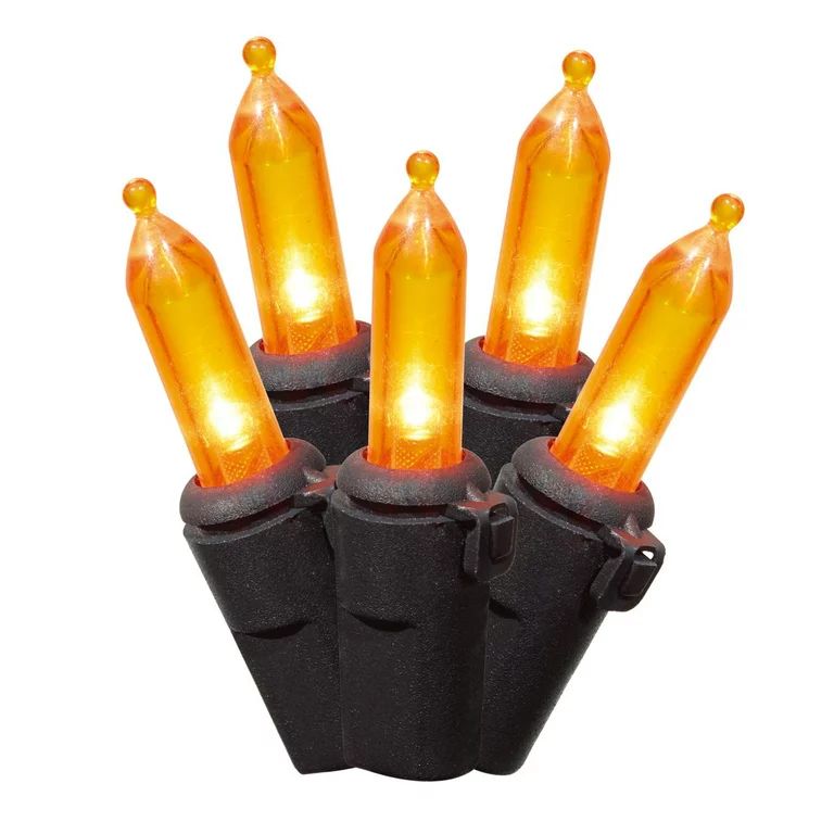 Way to Celebrate Halloween 100-Count Indoor Outdoor Orange LED Mini Lights, with AC Adaptor, 120 ... | Walmart (US)