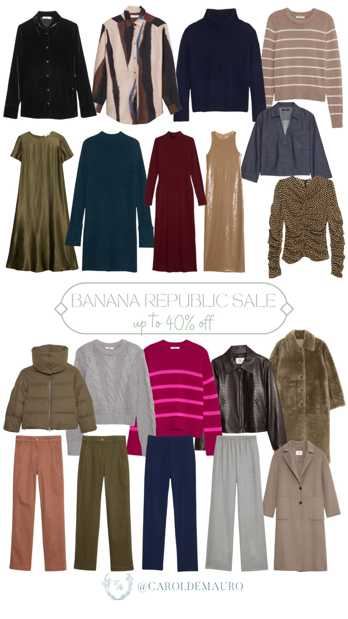 Don't miss out on Banana Republic’s amazing holiday sale with deals up to 40% off! Upgrade your winter wardrobe with these classic dresses, cozy sweaters, and chic coats that you can style with your holiday looks or for an upcoming New Year’s Eve party.
#onsalenow #partylook #fashioninspo #classicstyle

#LTKSaleAlert #LTKStyleTip #LTKSeasonal