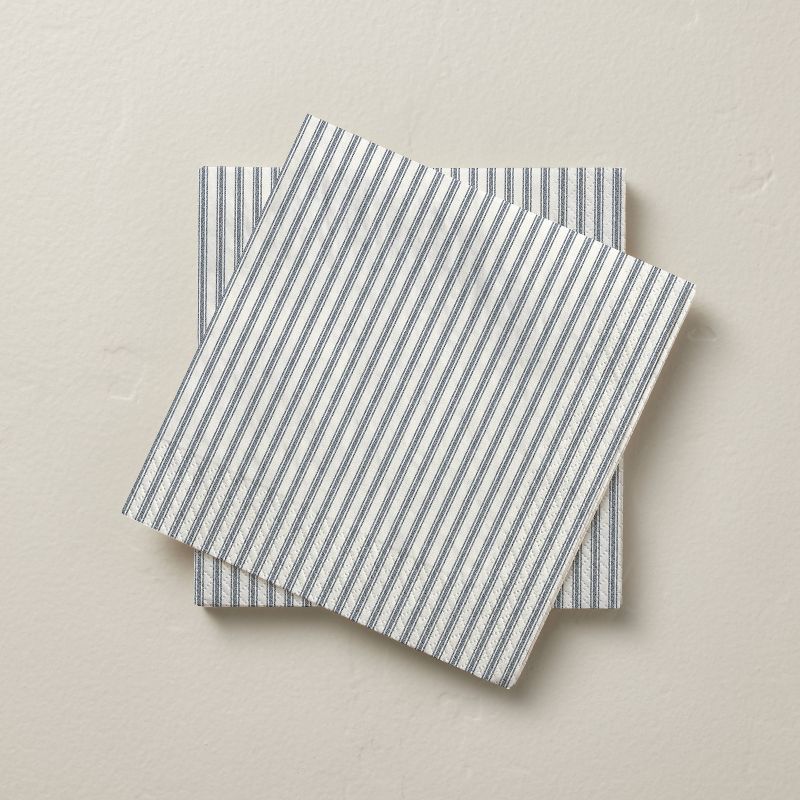 14ct Ticking Stripe Paper Lunch Napkins Blue/Cream - Hearth & Hand™ with Magnolia | Target