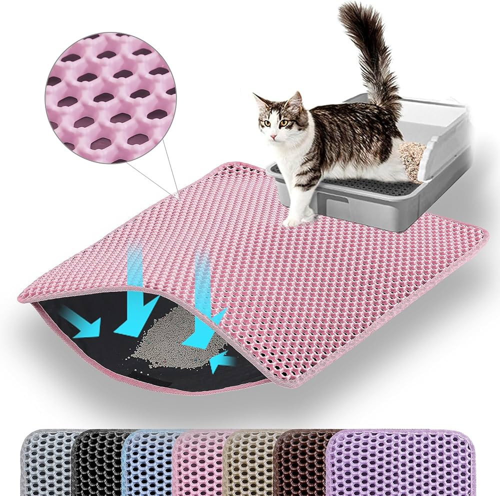 Cat Litter Mat, 24x18 Inches Large Double Layer Honeycomb Cat Litter Trapping Mat, Non Slip Water... | Amazon (US)