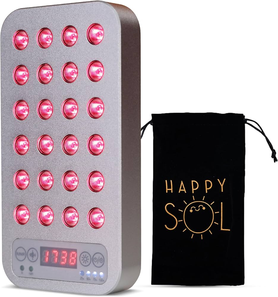 The Happy Sol Mini Go Handheld Red Light Therapy Device, 24 LEDs, 5 Brightness Levels, Adjustable... | Amazon (US)