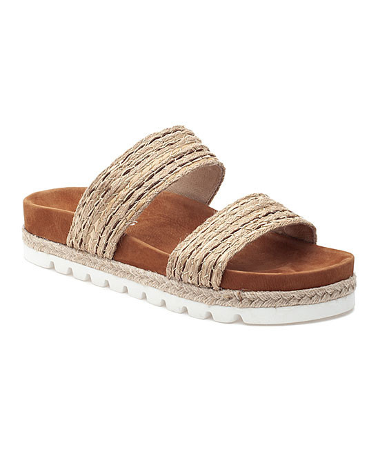 J/Slides Women's Sandals TAN - Tan Raffia Logan Sandal - Women | Zulily