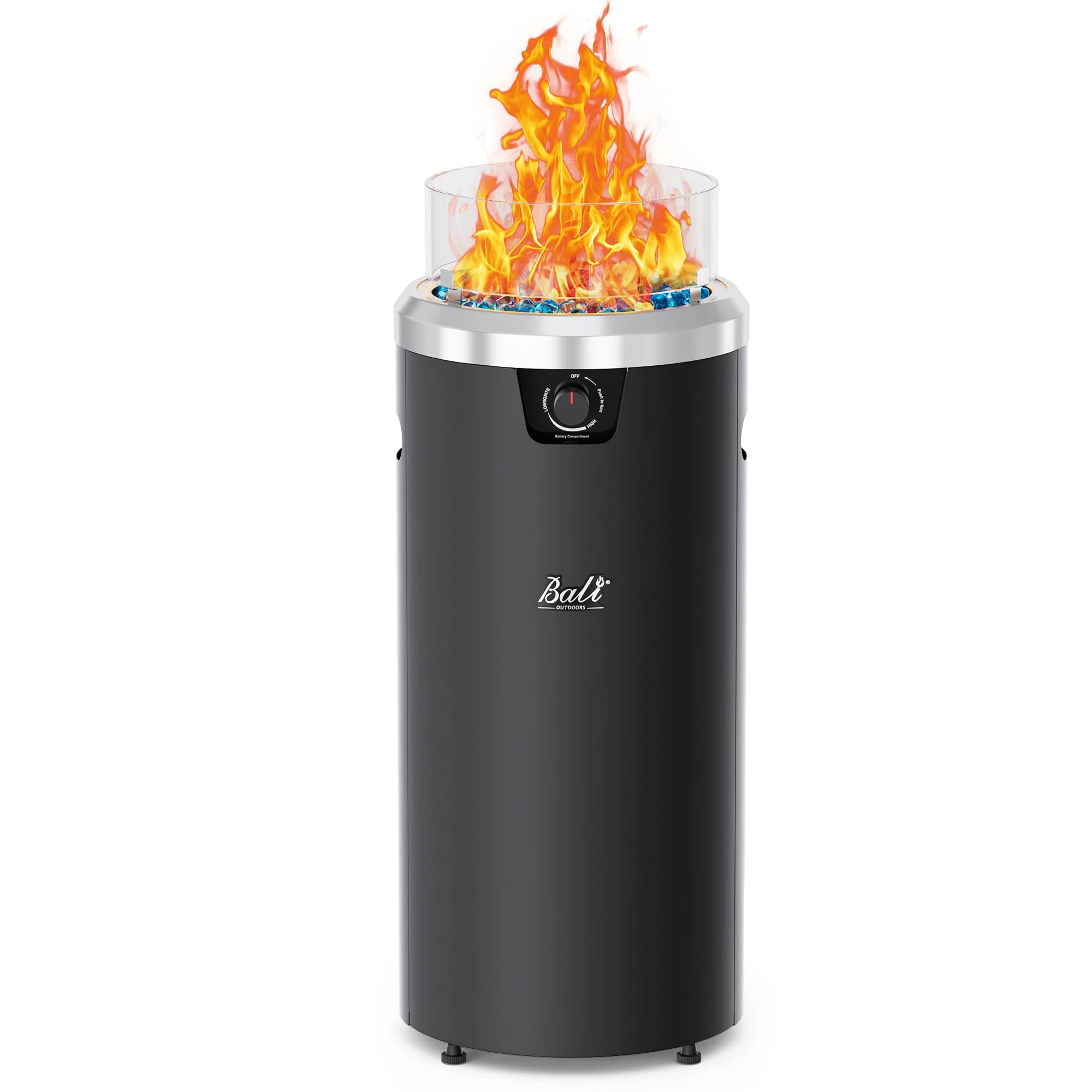 BALI OUTDOORS Round Propane Fire Pit Fire Column, 32-inch Tall Black Gas Fire Pit for Backyard an... | Walmart (US)