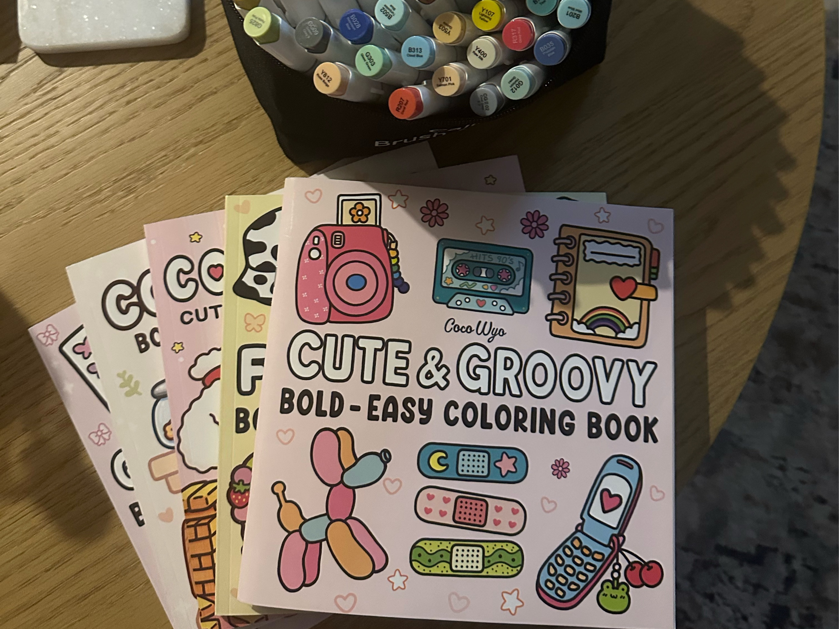 coloring books and markers 