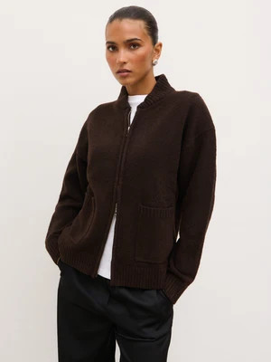 Camille Knit Bomber - Chocolate Brown | Pretty Lavish (UK)