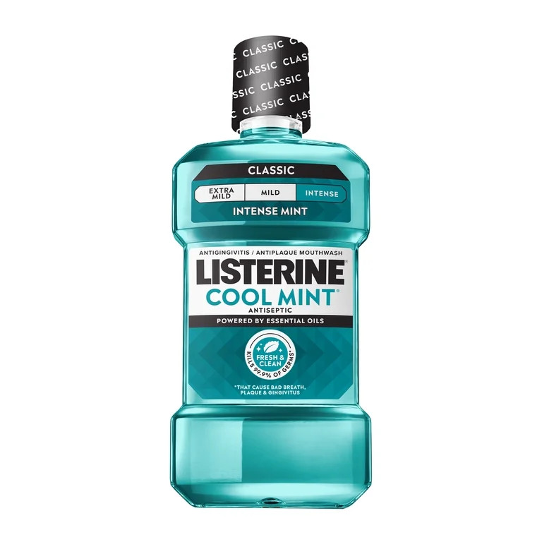 Listerine Cool Mint Intense Antiseptic Mouthwash for Bad Breath and Plaque 16.9 fl oz/500 mL | Walmart (US)