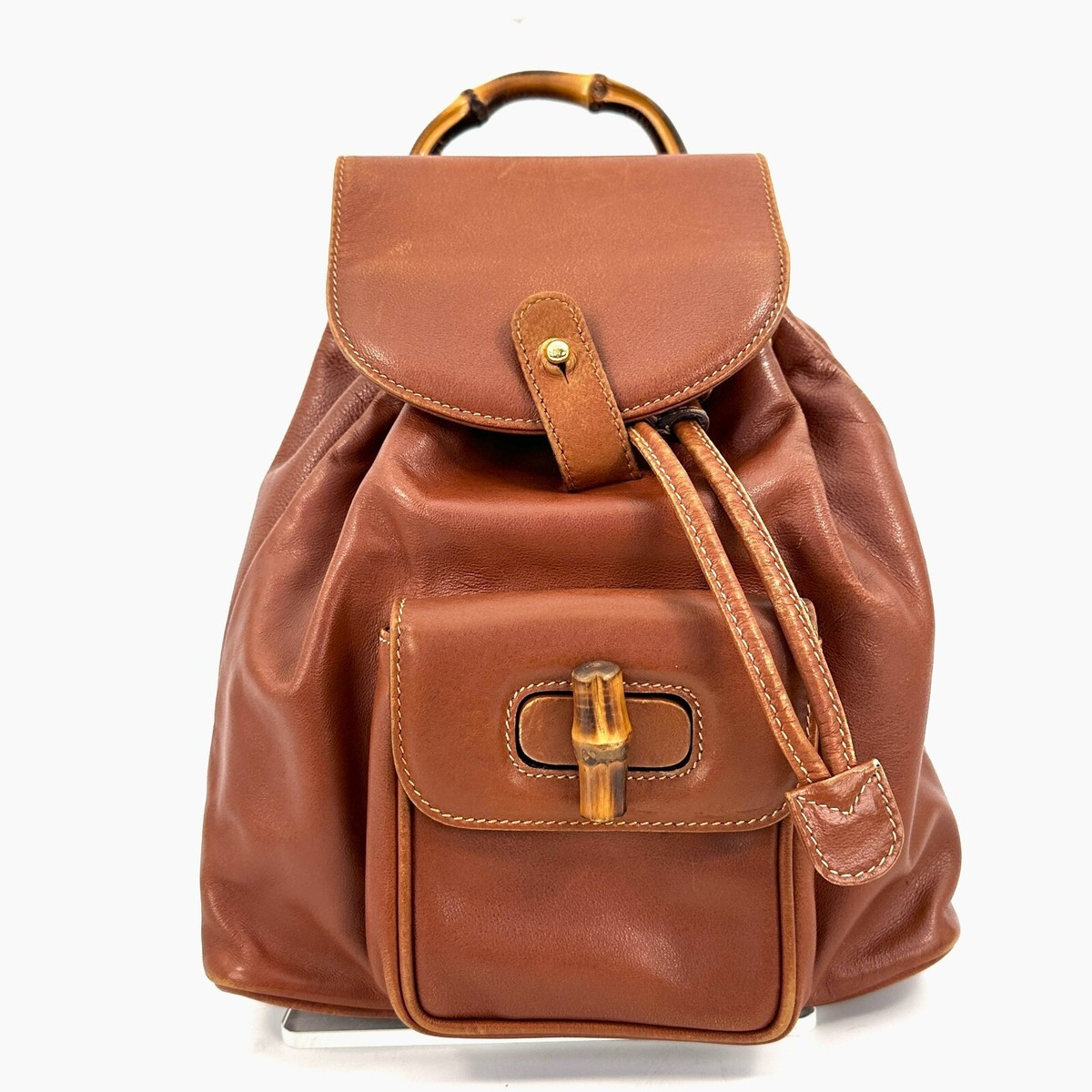 Vintage Gucci Bamboo Backpack Brown leather authentic | eBay US