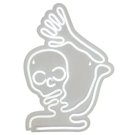 15 White LED Lighted Neon Style Skeleton Halloween Window Silhouette | Walmart (US)