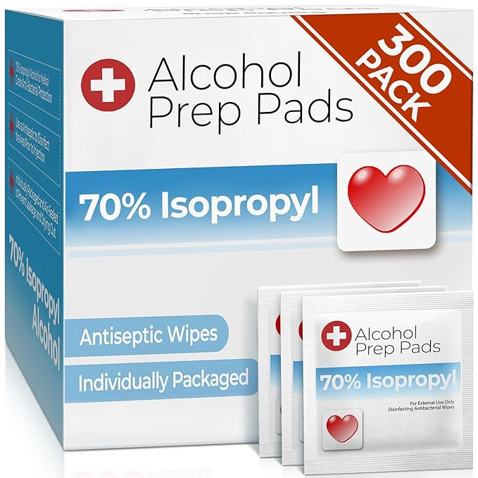 Alcohol Wipes individually Wrapped - 300 Pack Isopropyl Alcohol Wipes, Alcohol Prep Pads, Great f... | Amazon (US)