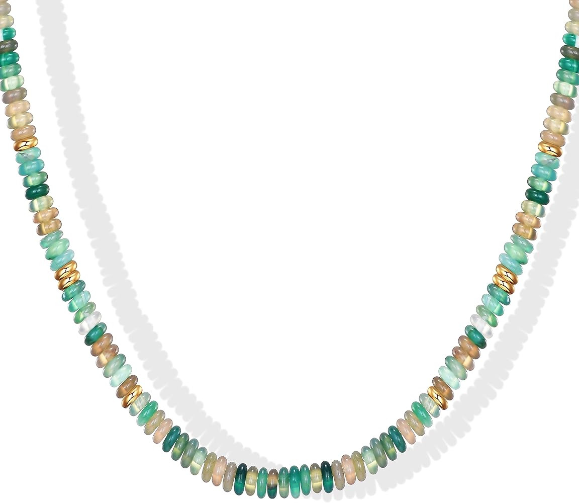 KesaPlan Natural Stone Beaded Choker Necklace for Women, Handmade Gemstone Puka Shell Summer Beac... | Amazon (US)