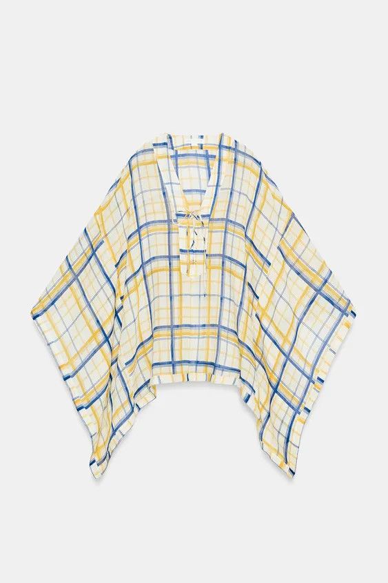 ZW COLLECTION 100% RAMIE CHECK TUNIC | Zara UK
