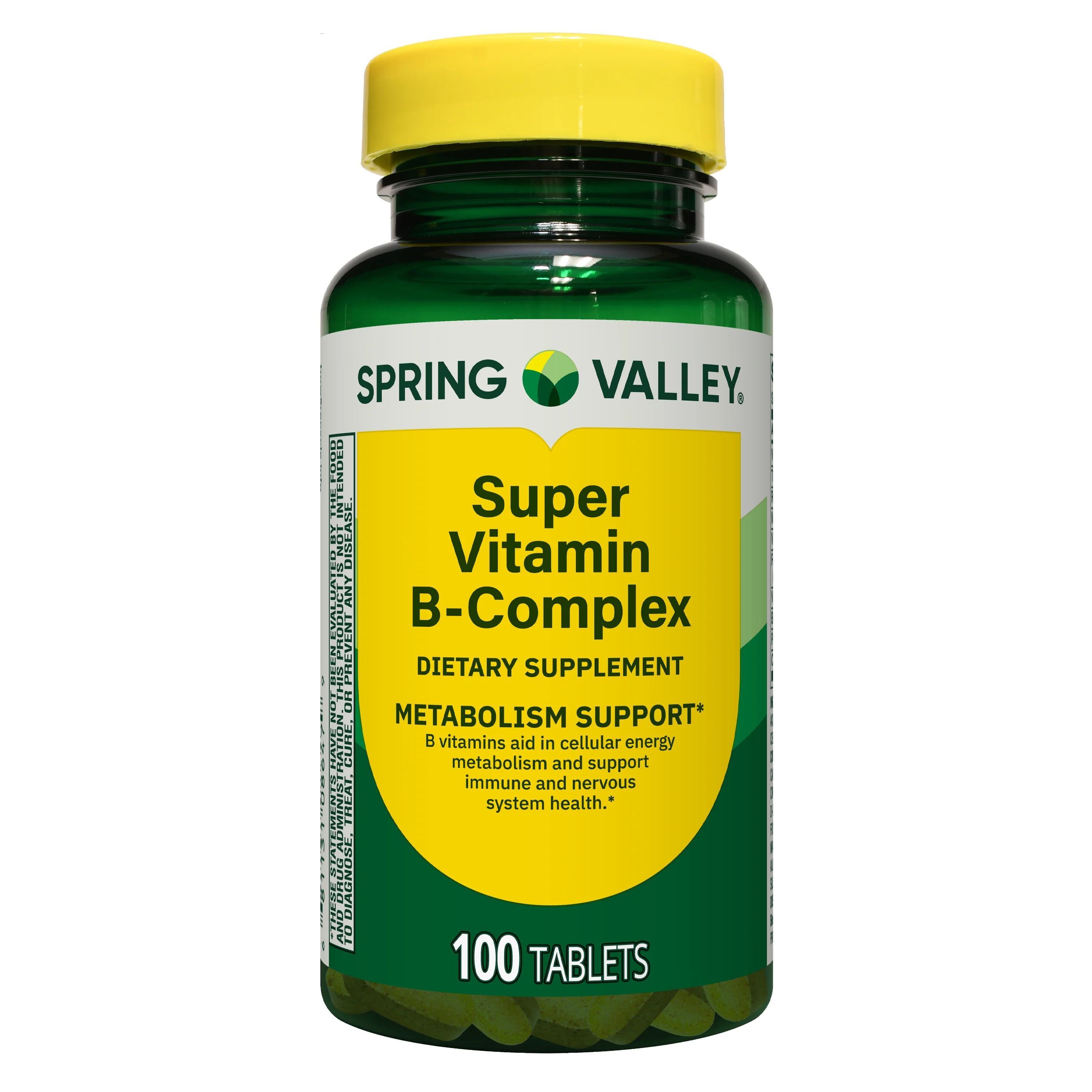 Spring Valley Super Vitamin B-Complex Dietary Supplement Tablets for Metabolism Support, 100 Coun... | Walmart (US)