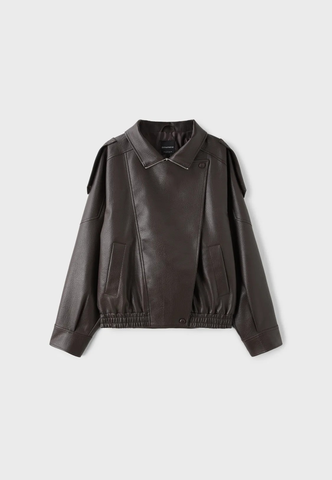 Stradivarius Blouson biker oversize en similicuir  Marron M | Stradivarius (FR)