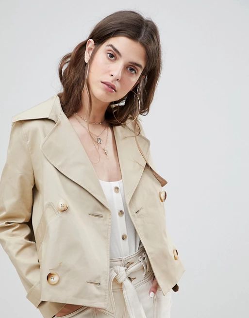 River Island Double Breasted Cropped Trench Coat | ASOS US