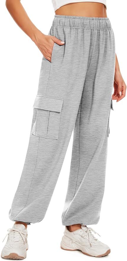 TARSE Womens Cargo Sweatpants Baggy Elastic High Waisted Joggers Y2K Loose Lounge Athletic Pants ... | Amazon (US)