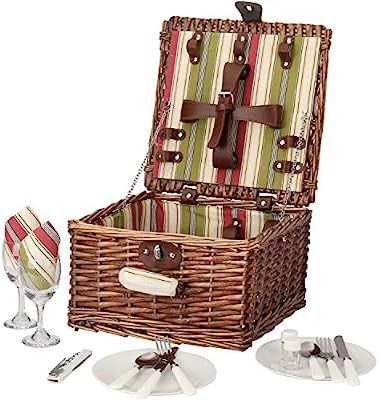 Home Innovation Picnic Basket for 2 Person, Durable Wicker Picnic Hamper Set, Willow Picnic Baske... | Amazon (US)