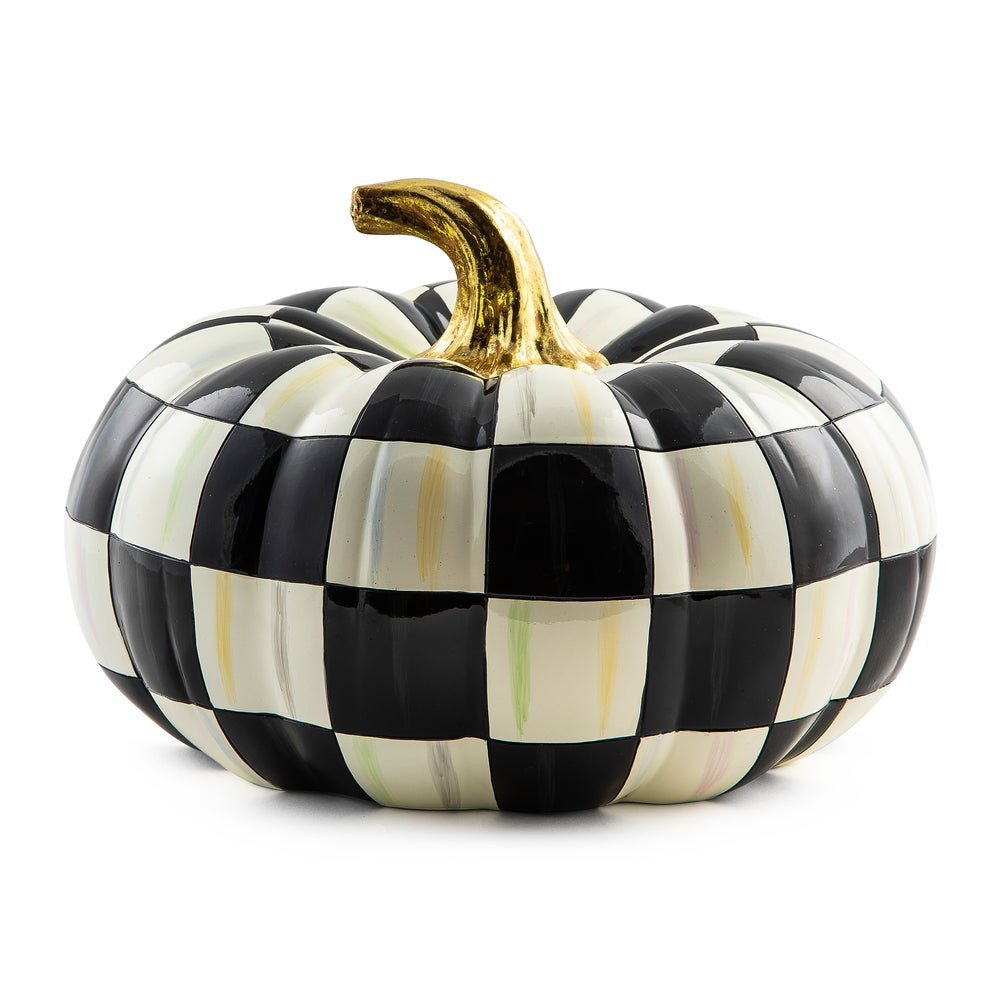 Courtly Check Squashed Glossy Medium Pumpkin | MacKenzie-Childs