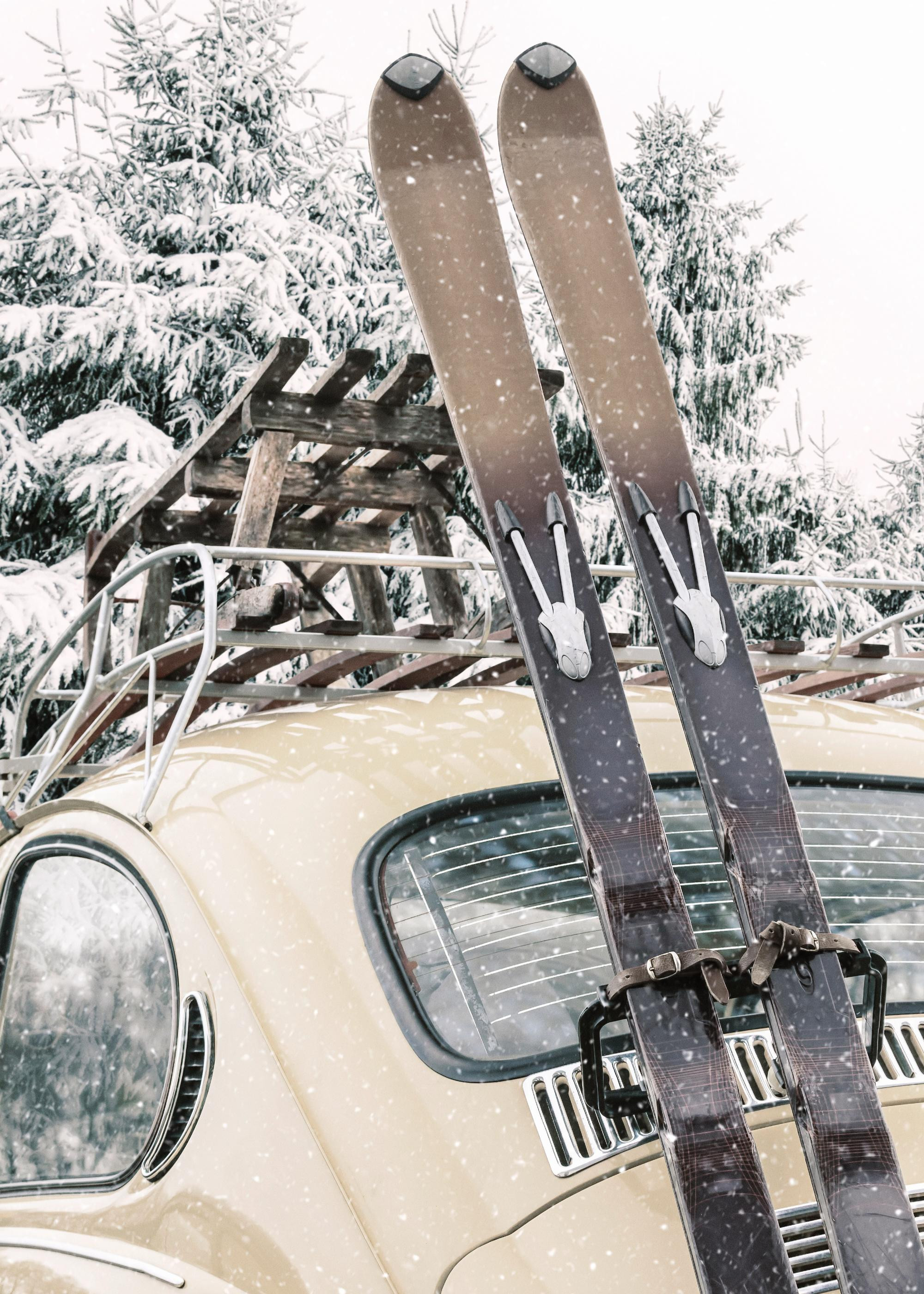 Skis and Snowfall Print | Desenio