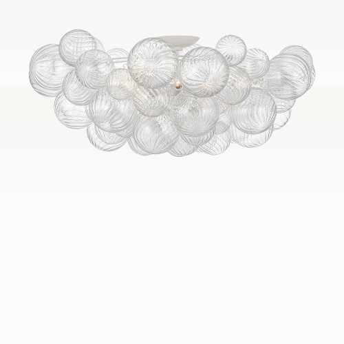 Talia 38in Flush Mount, Plaster White, Clear Swirled Glass | Williams-Sonoma