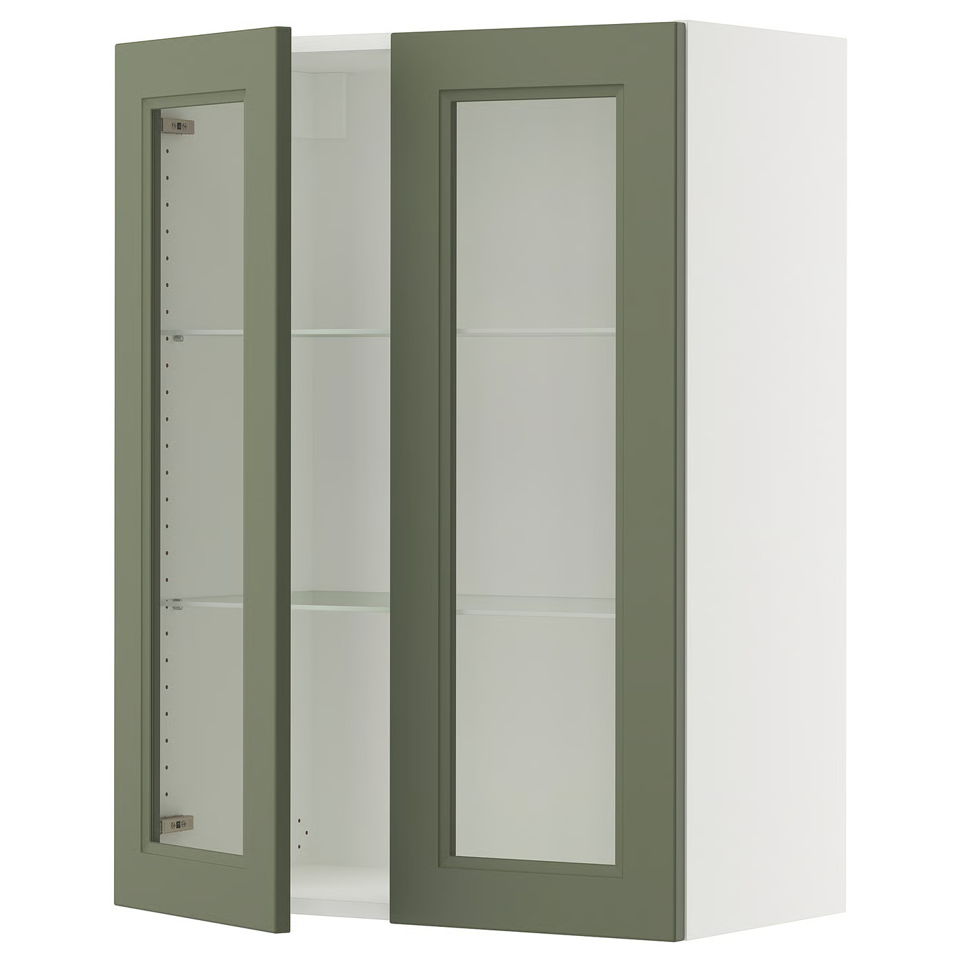 SEKTION Wall cabinet with 2 glass doors, white/Axstad gray-green, 30x15x40 " | IKEA US