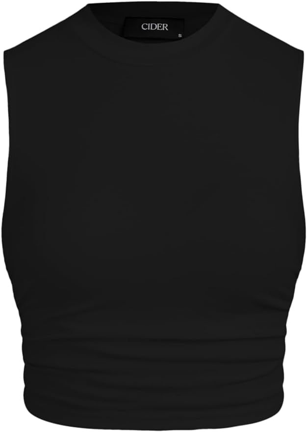 Womens Summer Tops Crop Tops for Women Womens Tank Tops Mimi Cuttrell Solid Sleeveless Ruched Cro... | Amazon (US)