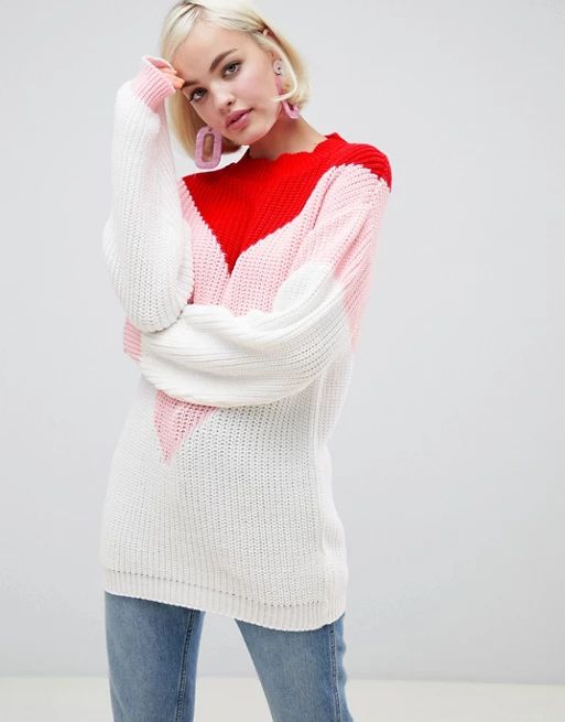 Glamorous relaxed sweater with chevron color block | ASOS US