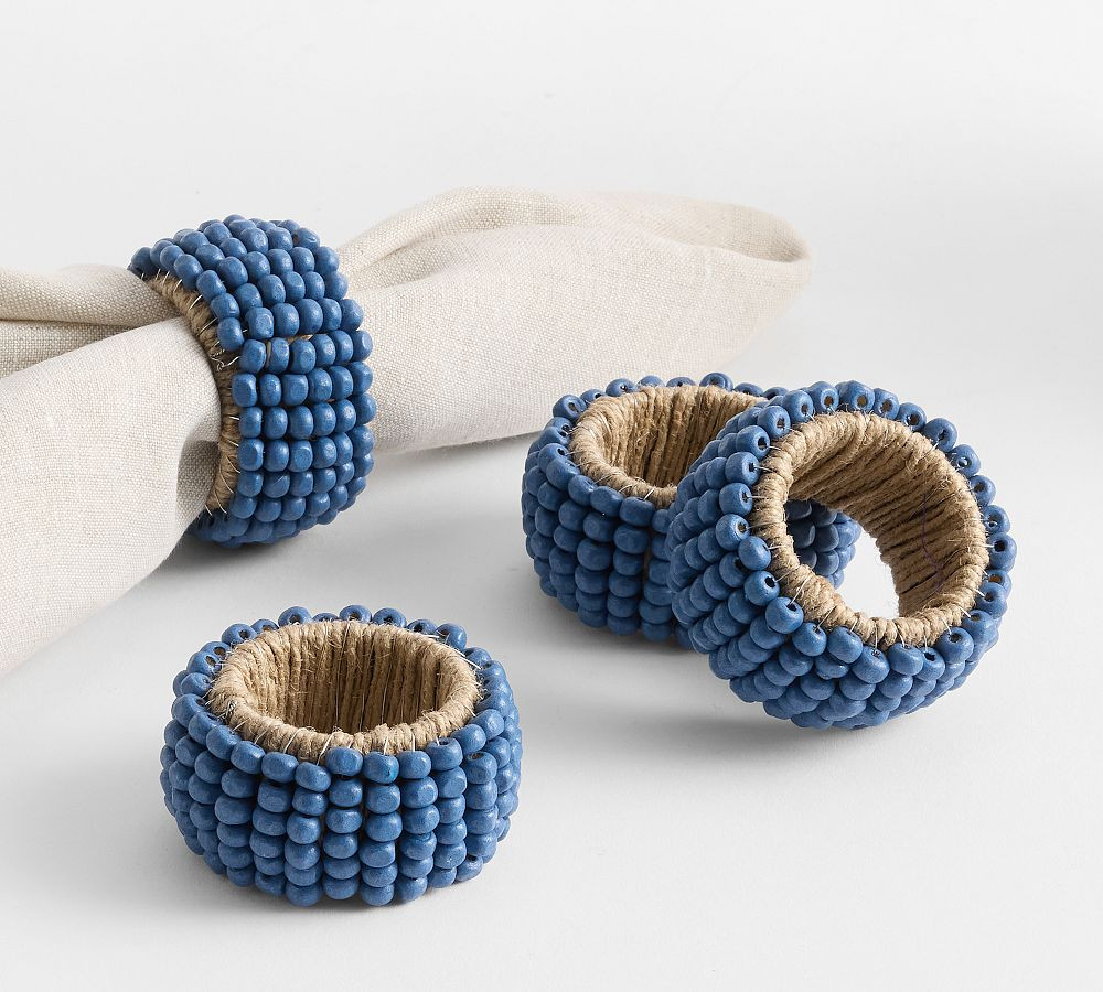 Wooden Beaded Napkin Rings - Set of 4 | Pottery Barn (US)