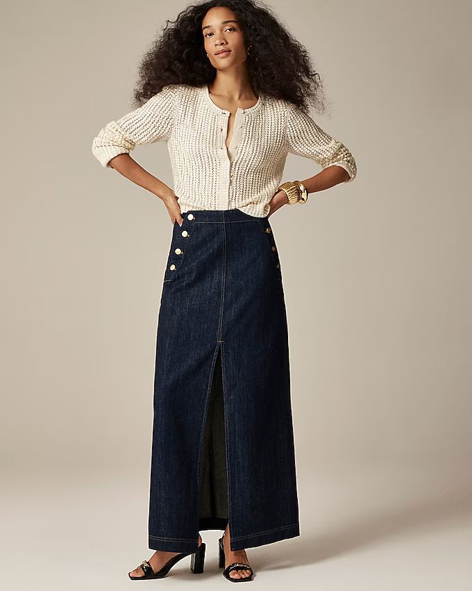 Denim sailor maxi skirt | J. Crew US