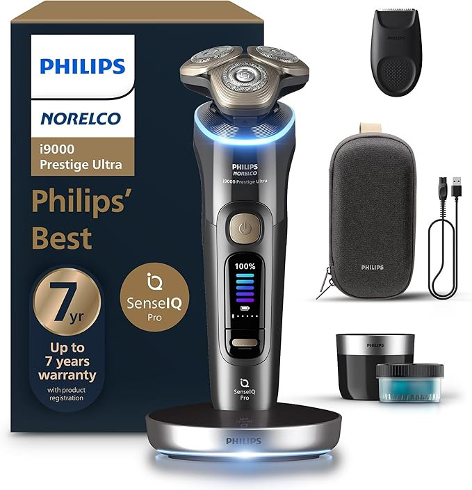 Philips Norelco Shaver i9000 Prestige Ultra, Wet & Dry Electric Shaver, Dark Slate, SenseIQ Pro T... | Amazon (US)