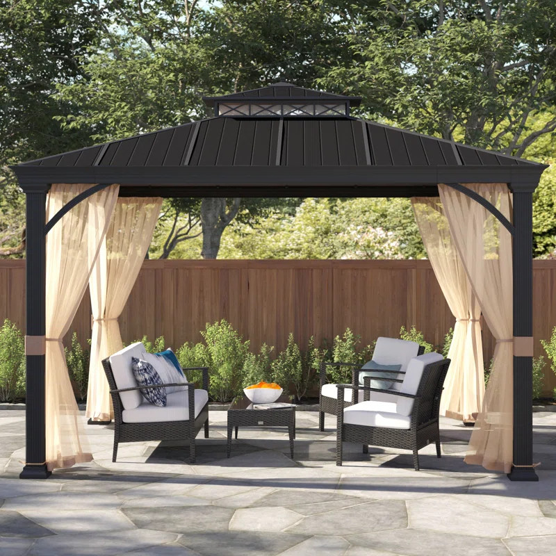 12 Ft. W x 10 FT. D Steel Patio Gazebo | Wayfair North America