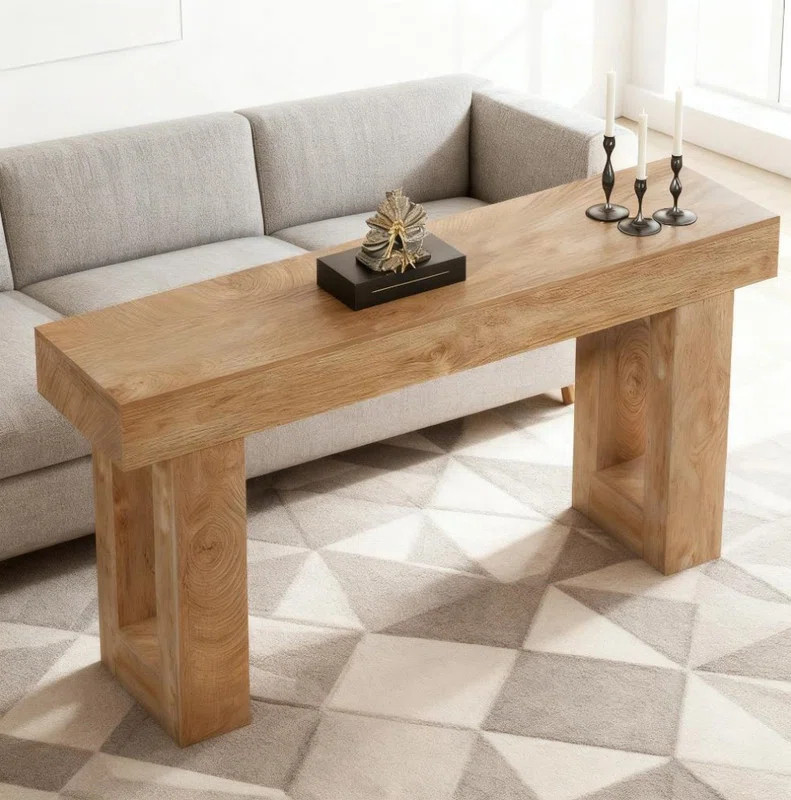 63" Farmhouse Console Table, Natural Wooden Sofa Table Rectangular Accent Console For Entryway, H... | Wayfair North America