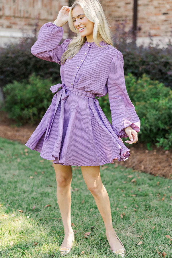 Do My Best Plum Striped Dress | The Mint Julep Boutique