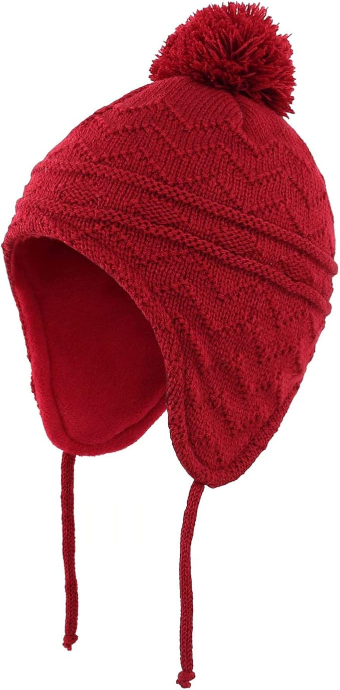Connectyle Toddler Boys Girls Fleece Lined Knit Kids Hat with Earflap Winter Hat | Amazon (US)