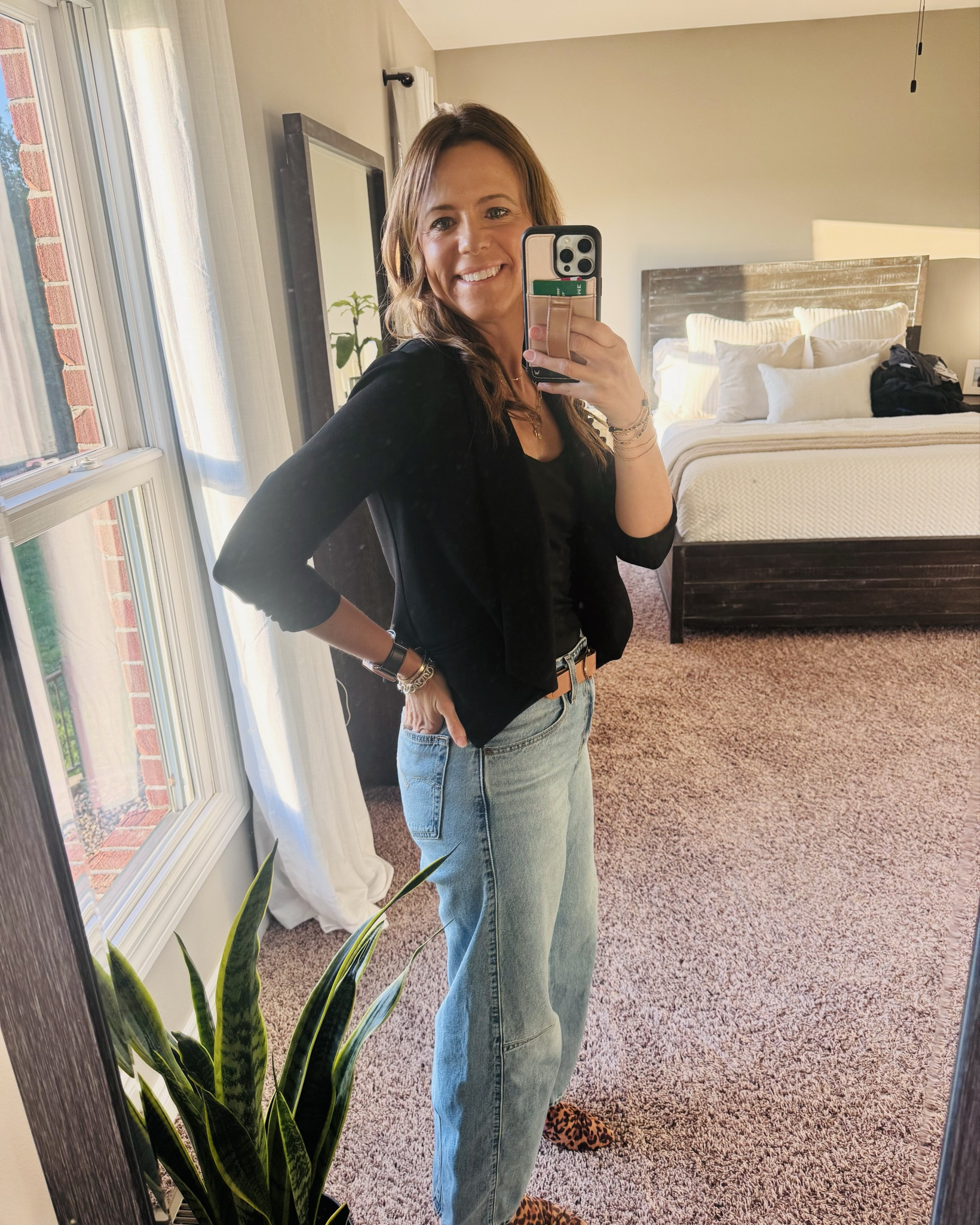 These are my favorite Levi barrel jeans and they just keep getting better. The fit is so flattering—relaxed but still structured—and they hit perfectly at the ankle. I paired them with a simple black tank + lightweight black blazer for an easy, put-together look you can wear anywhere.

Finished it off with a neutral belt, layered gold jewelry, and these fun leopard flats for a little pop 🐆

#LTKstyle #LTKfit #denimstyle #levisjeans #barreljeans #casualchic #everydaystyle #outfitinspo #momstyle #fallstyle #classicstyle #neutraloutfits

#LTKootd #LTKmomlife #LTKOver40