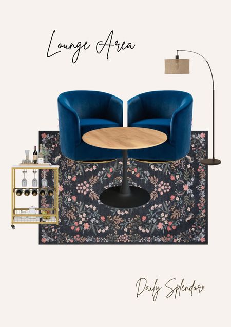 Lounge area



Dark rug, velvet chairs, barrel chairs, bar cart, floor lamp, blue chairs, sitting area, lux design, 

#LTKhome #LTKstyletip #LTKFind