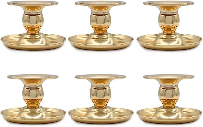Vincidern Pack of 6 Gold Taper Candle Holders Table Centerpieces, Fits Pillar/Taper Candle, Iron ... | Amazon (US)