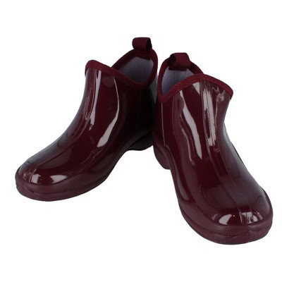 CTM Women's Solid Ankle Height Garden Rain Boots, 11, Burgundy | Target
