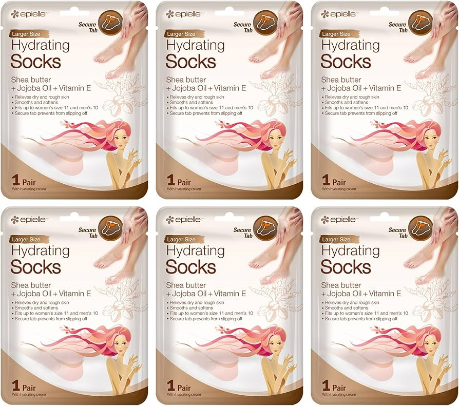 Epielle Hydrating Foot Masks (Socks 6pk) for foot cracked and dry heel to toe and callus Spa Mask... | Amazon (US)