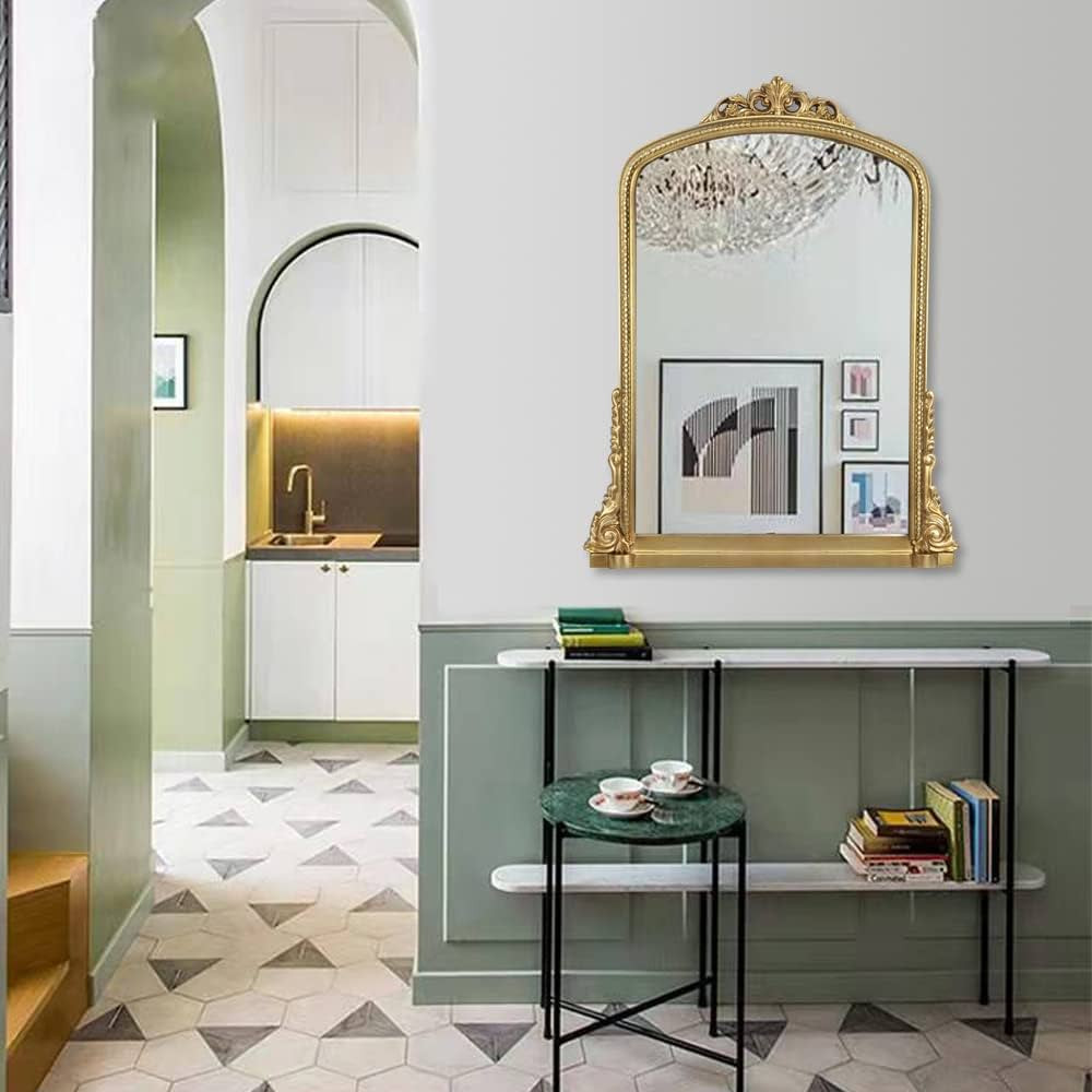 Decor Trends Traditional Ornate Arch Wall Mirror Vintage Fireplace Mirror Mantel Decor, Antique G... | Amazon (US)